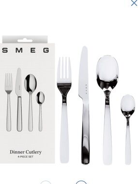 SMEG Polished Silver 4-Piece Dinner Cutlery Set